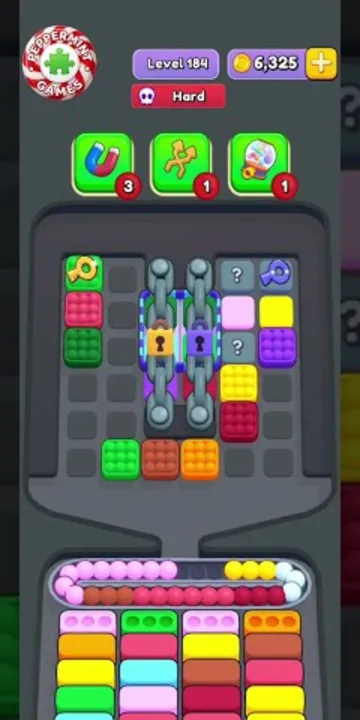 Marble Sort level 184 opening board — Locks in the Middle