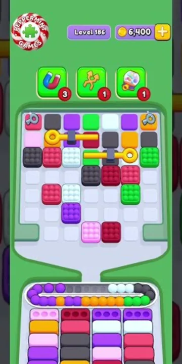 Marble Sort level 186 mid-solve board