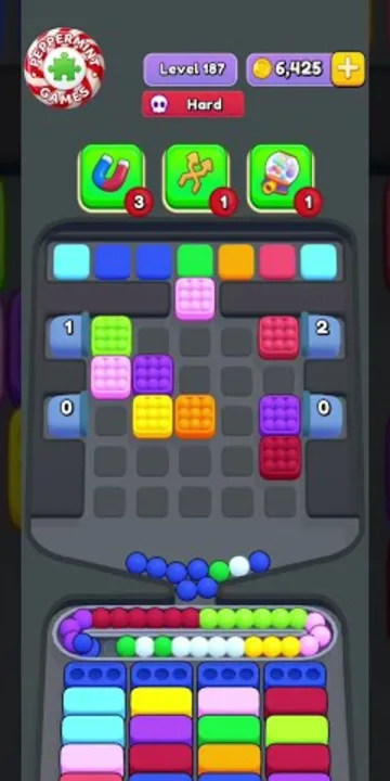 Marble Sort level 187 mid-solve board Marble Sort level 187 mid-solve board