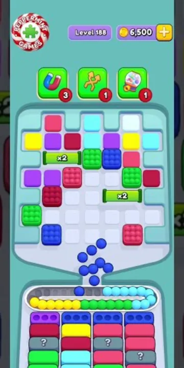 Marble Sort level 188 opening board — Mystery Boxes and a Half-Empty Tray