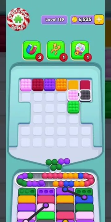 Marble Sort level 189 mid-solve board