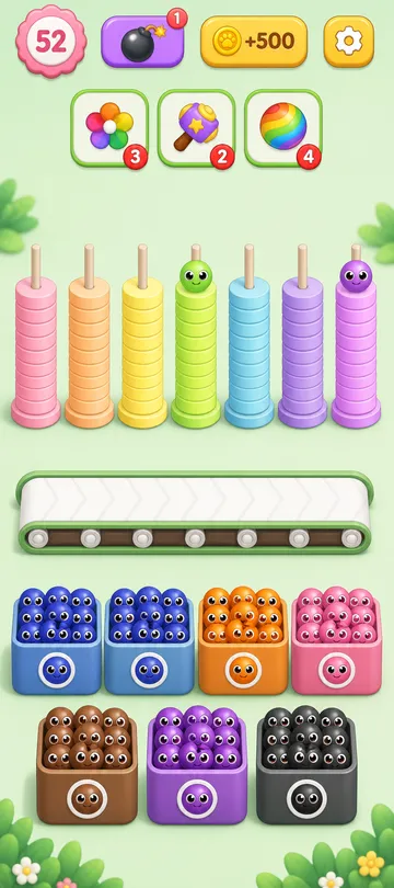 Marble Sort level 19 final board