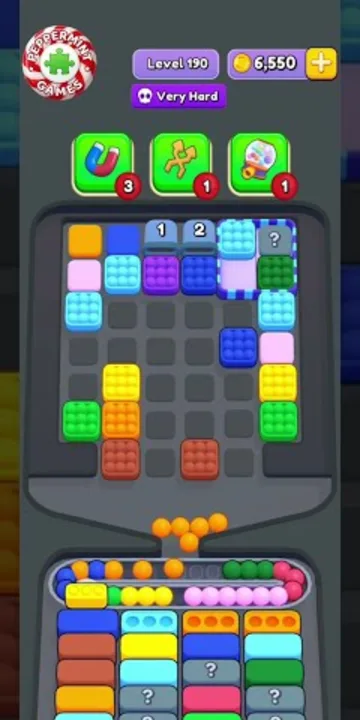 Marble Sort level 190 mid-solve board