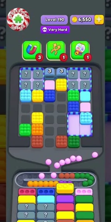 Marble Sort level 190 opening board — The Mystery-Capped Grid