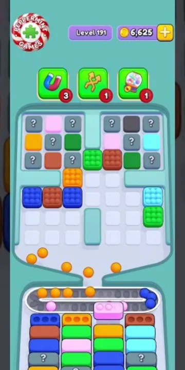 Marble Sort level 191 mid-solve board