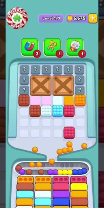 Marble Sort level 193 opening board — The Mystery Box Wall