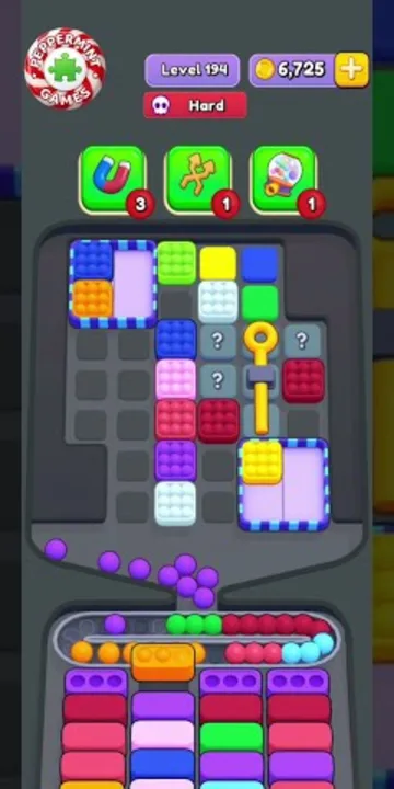 Marble Sort level 194 mid-solve board