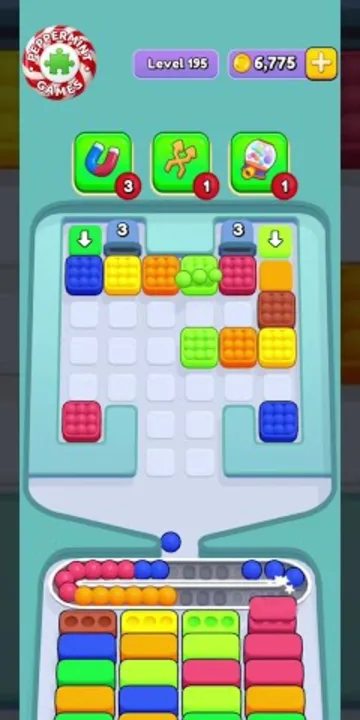 Marble Sort level 195 mid-solve board
