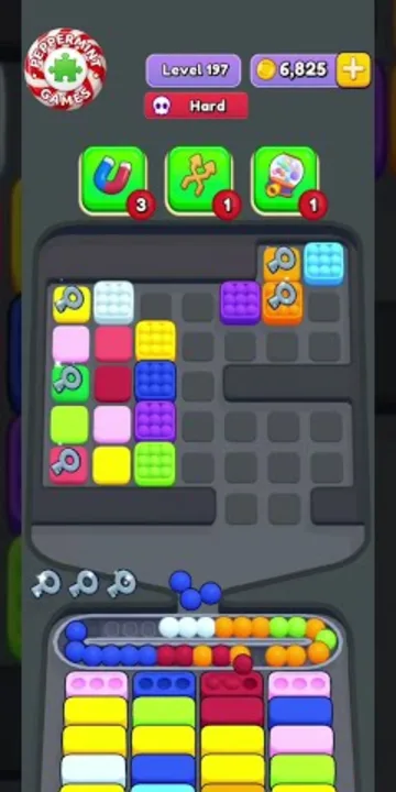Marble Sort level 197 mid-solve board