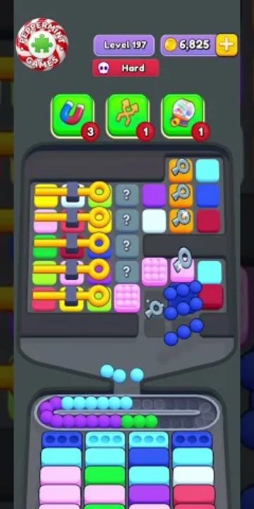 Marble Sort level 197 opening board — The Yellow-Capped Left Side
