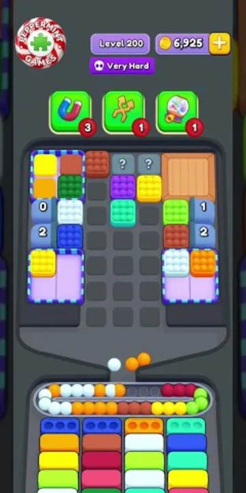 Marble Sort level 200 opening board — The Crate and the '?' Curtain Marble Sort level 200 opening board — The Crate and the '?' Curtain