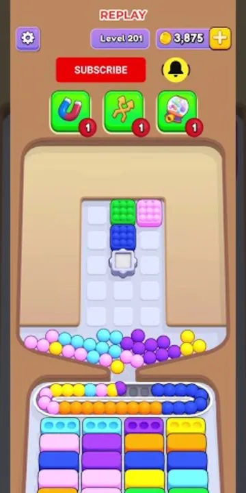 Marble Sort level 201 mid-solve board