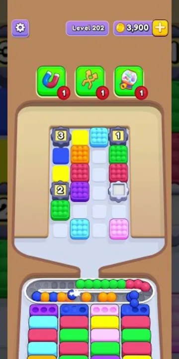 Marble Sort level 202 mid-solve board