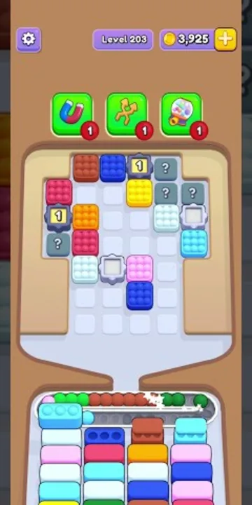 Marble Sort level 203 mid-solve board