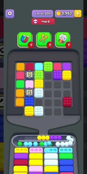 Marble Sort level 204 mid-solve board