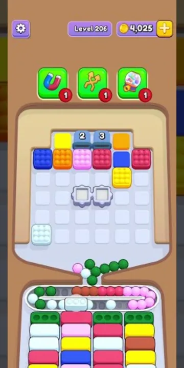 Marble Sort level 206 mid-solve board