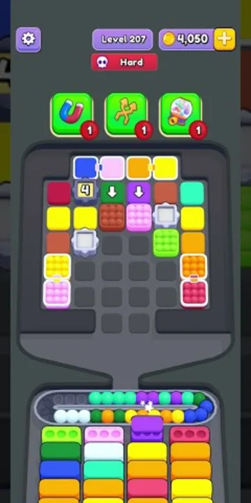 Marble Sort level 207 mid-solve board