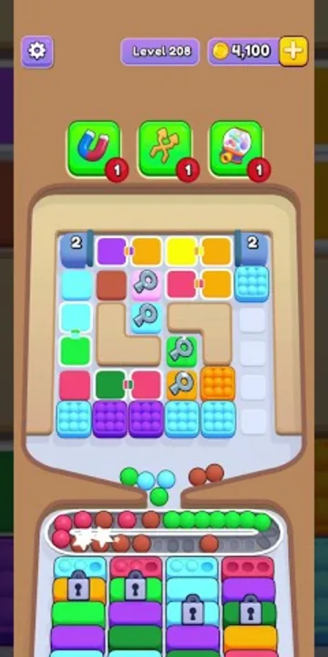 Marble Sort level 208 opening board — The Locked Tile Grid