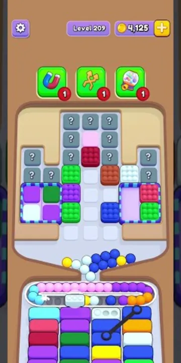 Marble Sort level 209 opening board — The Mystery-Sealed Tray