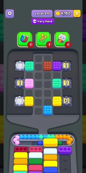 Marble Sort level 210 mid-solve board Marble Sort level 210 mid-solve board