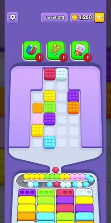 Marble Sort level 212 mid-solve board