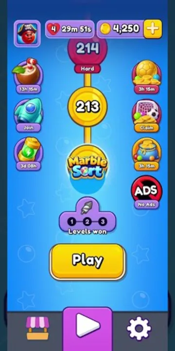 Marble Sort level 212 opening board — The Hand-Shaped Grid