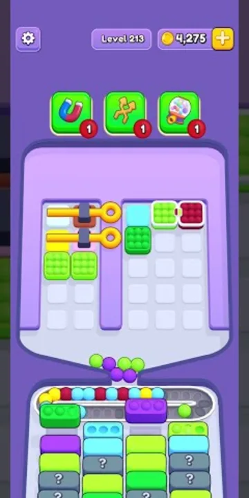 Marble Sort level 213 mid-solve board