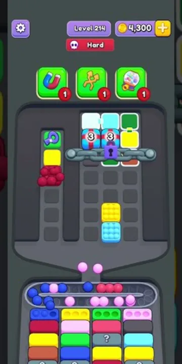 Marble Sort level 214 mid-solve board