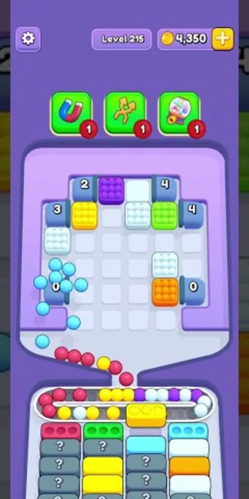 Marble Sort level 215 mid-solve board