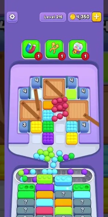 Marble Sort level 215 opening board — Tubes Meet the Crate Grid