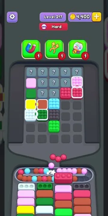 Marble Sort level 217 mid-solve board
