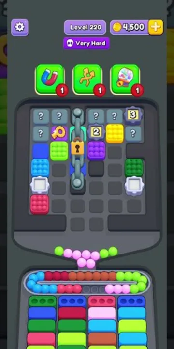 Marble Sort level 220 mid-solve board