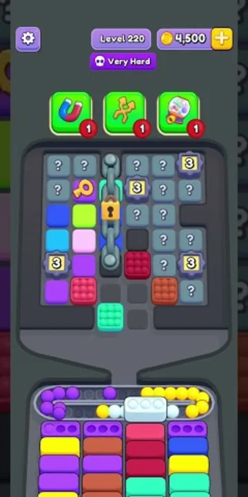 Marble Sort level 220 opening board — The Padlocked Center