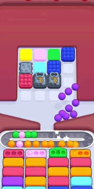 Marble Sort level 221 opening board — The Block Grid and the Feed Line