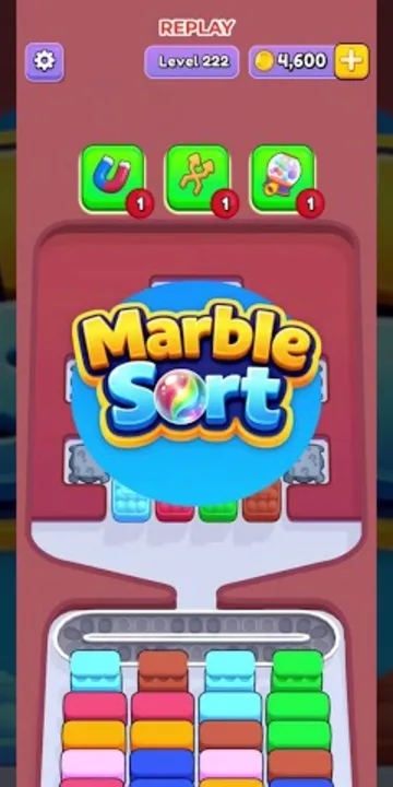 Marble Sort level 222 mid-solve board