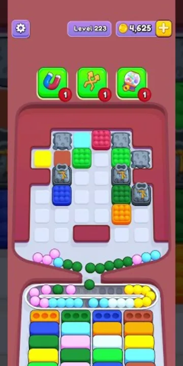 Marble Sort level 223 mid-solve board