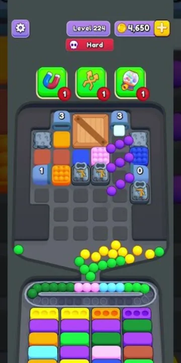 Marble Sort level 224 mid-solve board