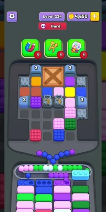 Marble Sort level 224 opening board — The Crate-Sealed Grid