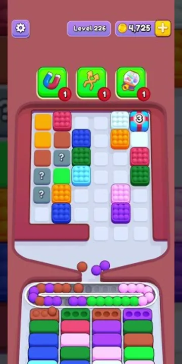 Marble Sort level 226 mid-solve board
