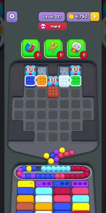 Marble Sort level 227 mid-solve board