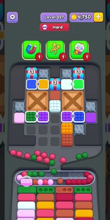 Marble Sort level 227 opening board — The Crate-Sealed Hard Tray