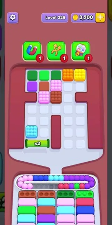 Marble Sort level 228 mid-solve board