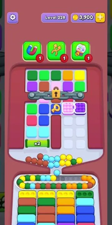 Marble Sort level 228 opening board — The Padlocked Tray