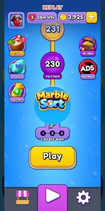 Marble Sort level 229 mid-solve board