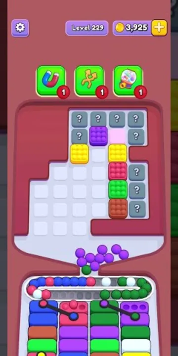Marble Sort level 229 opening board — The Sealed Grid