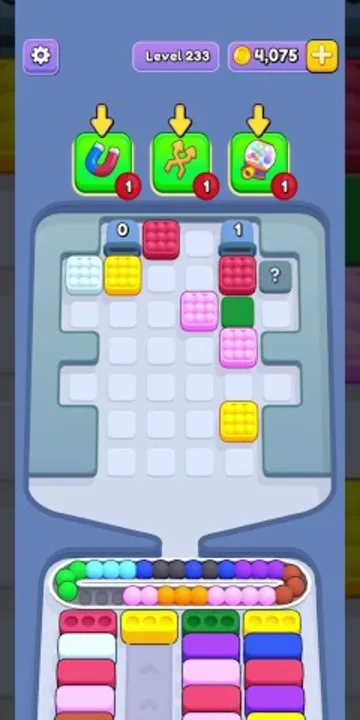 Marble Sort level 233 mid-solve board