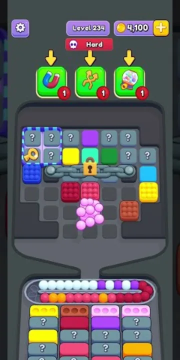 Marble Sort level 234 opening board — The Chain-Sealed Tray