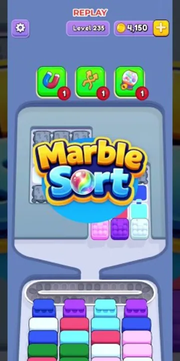 Marble Sort level 235 mid-solve board