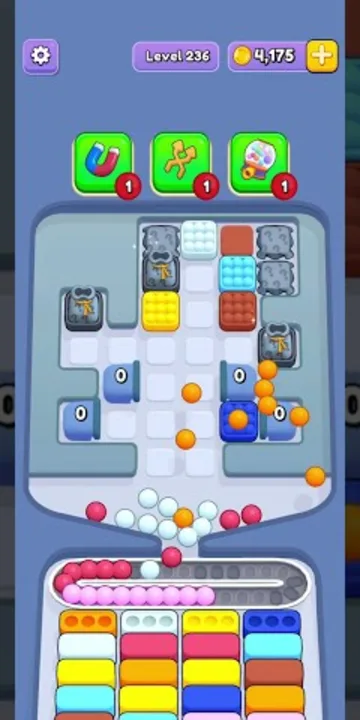 Marble Sort level 236 mid-solve board