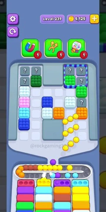 Marble Sort level 239 opening board — The Mystery-Capped Grid